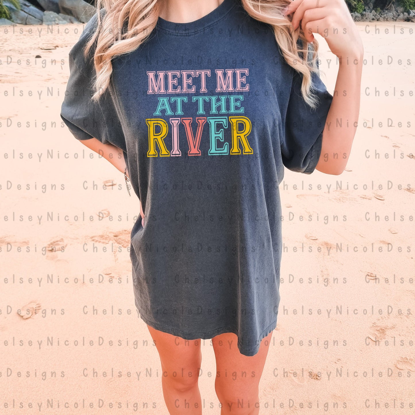 Meet Me At The River PNG | River PNG | Bright Colorful Summer Design | River Design | Trending PNG