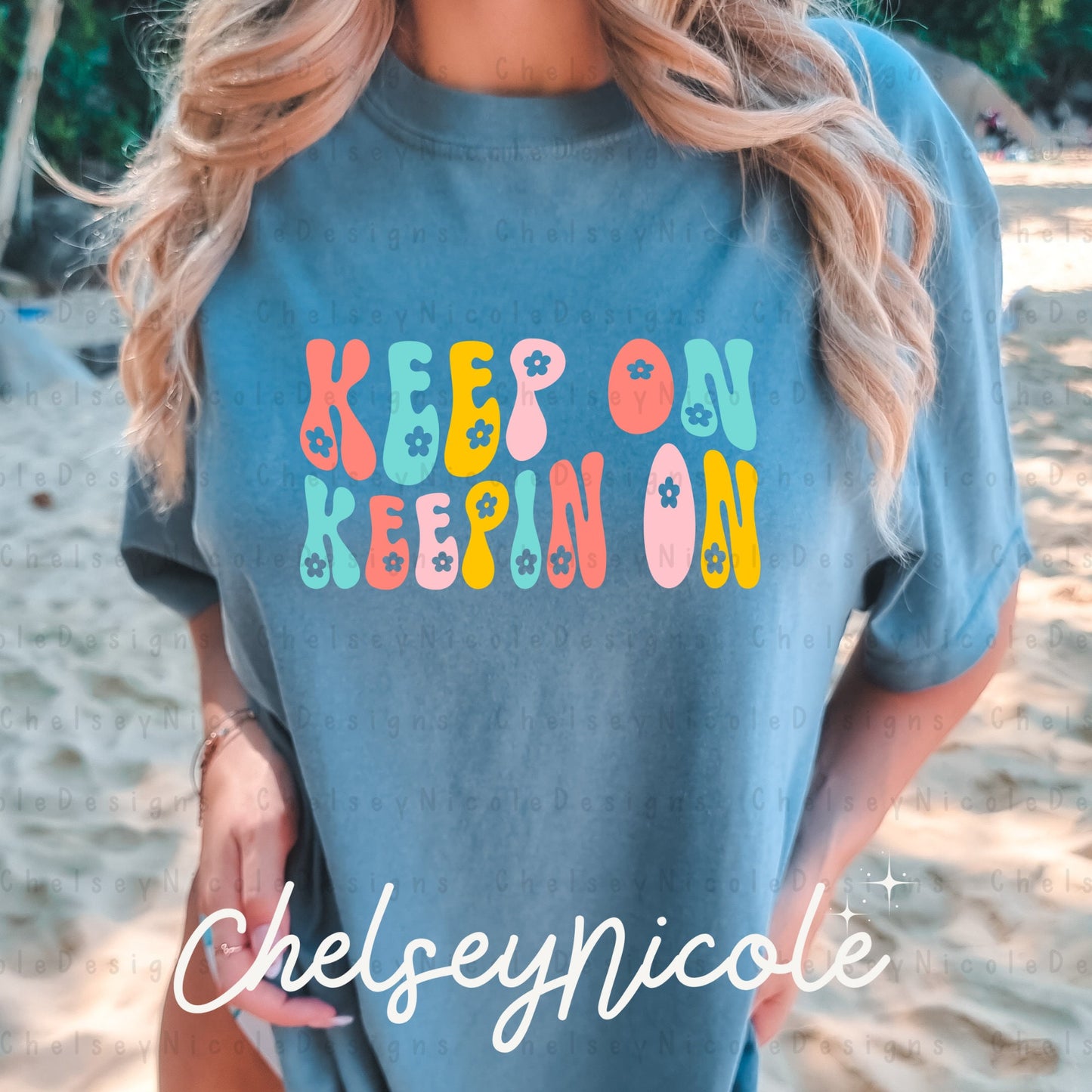 Keep On Keeping On PNG | Retro Positive PNG | Bright Retro Summer PNG | Floral Bright png| Retro Wavy png | Trending Summer Design