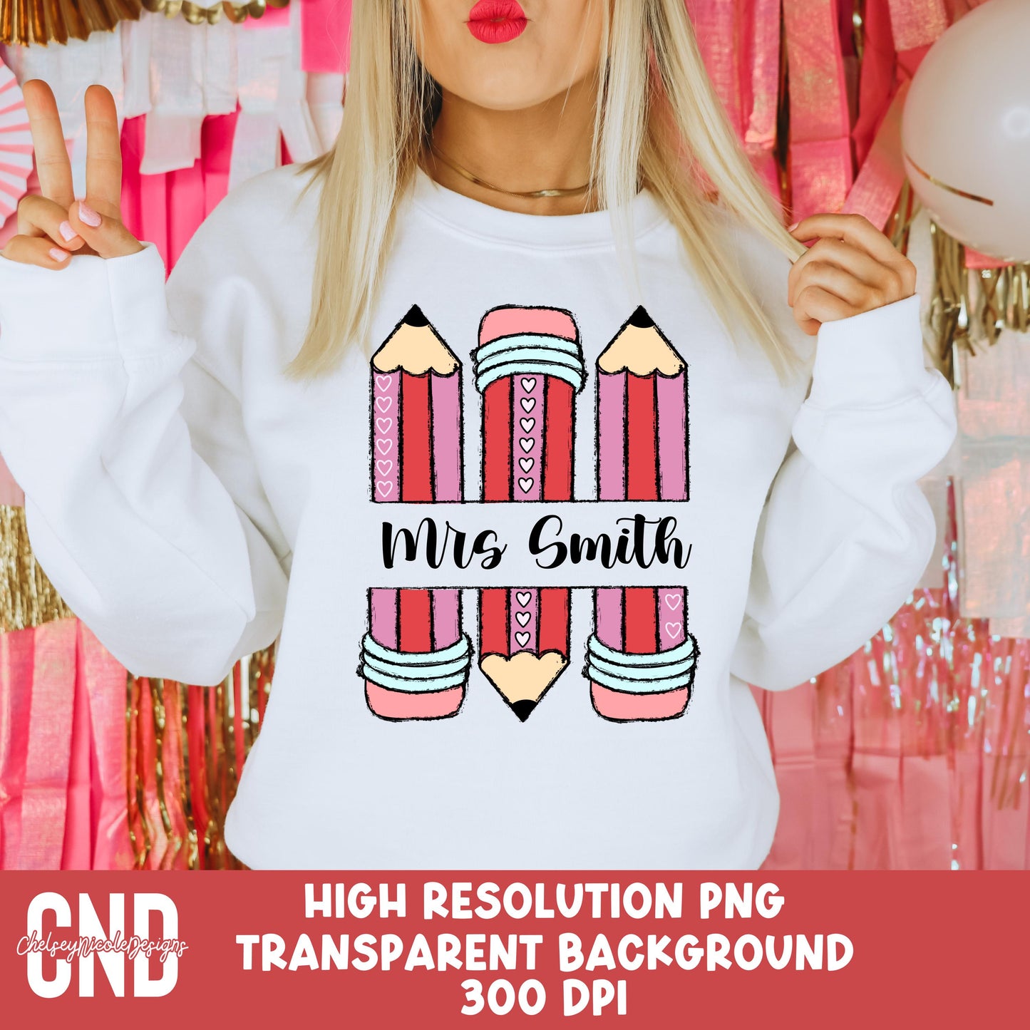 Pencil Valentines PNG | Teacher Valentine PNG | Valentine Custom name PNG