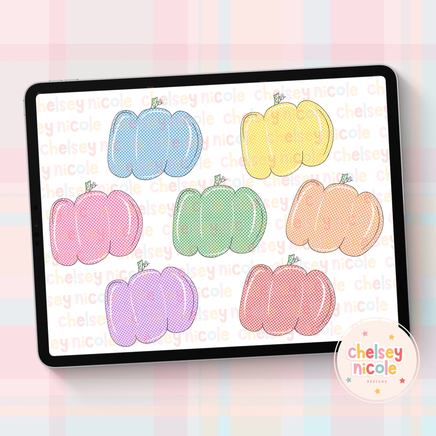 Plaid Pumpkins Clipart Bundle - Pumpkin Doodle Clipart Bundle - Hand Drawn Clipart