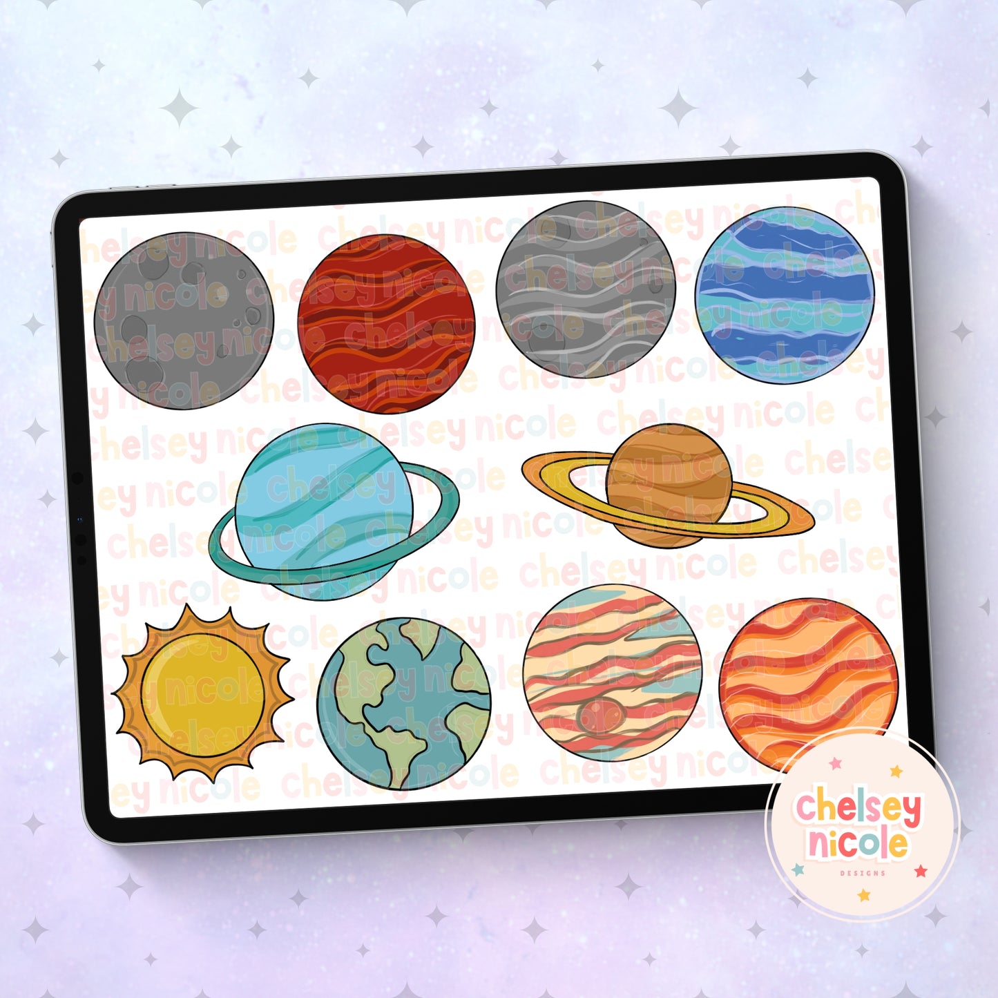 Planet Clipart Bundle - Earth, Sun, Planet Clipart Bundle - Space Clipart - Hand Drawn Clipart