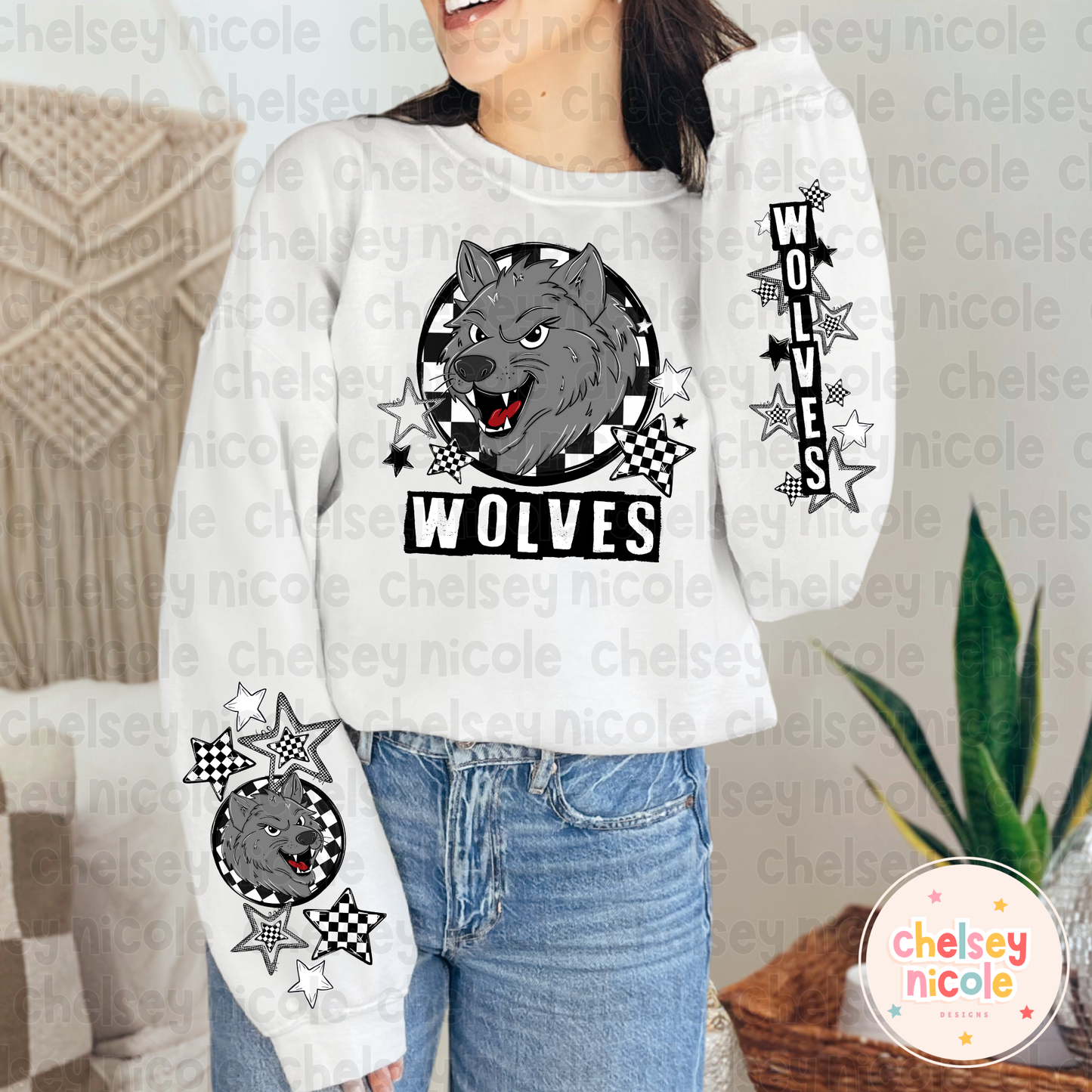 Wolves Mascot PNG | Hand Drawn School Spirit Design | Wolves School Spirit Mascot | Design for sublimation and DTF