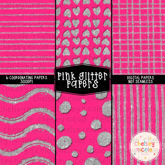 Pink Glitter Digital Paper Bundle