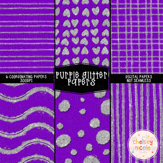 Purple Glitter Digital Paper Bundle