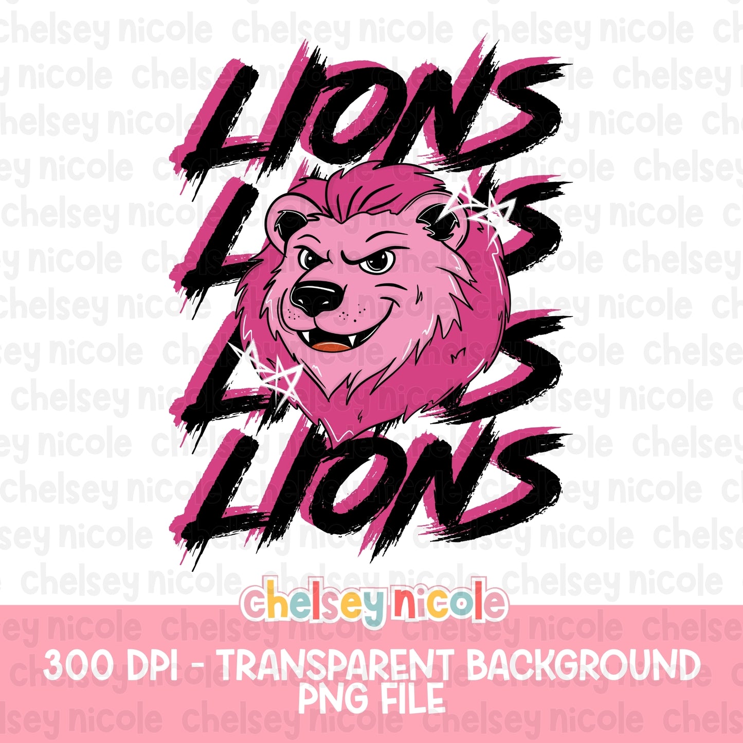 Pink Grunge Football Mascot PNG (Different Teams Available)