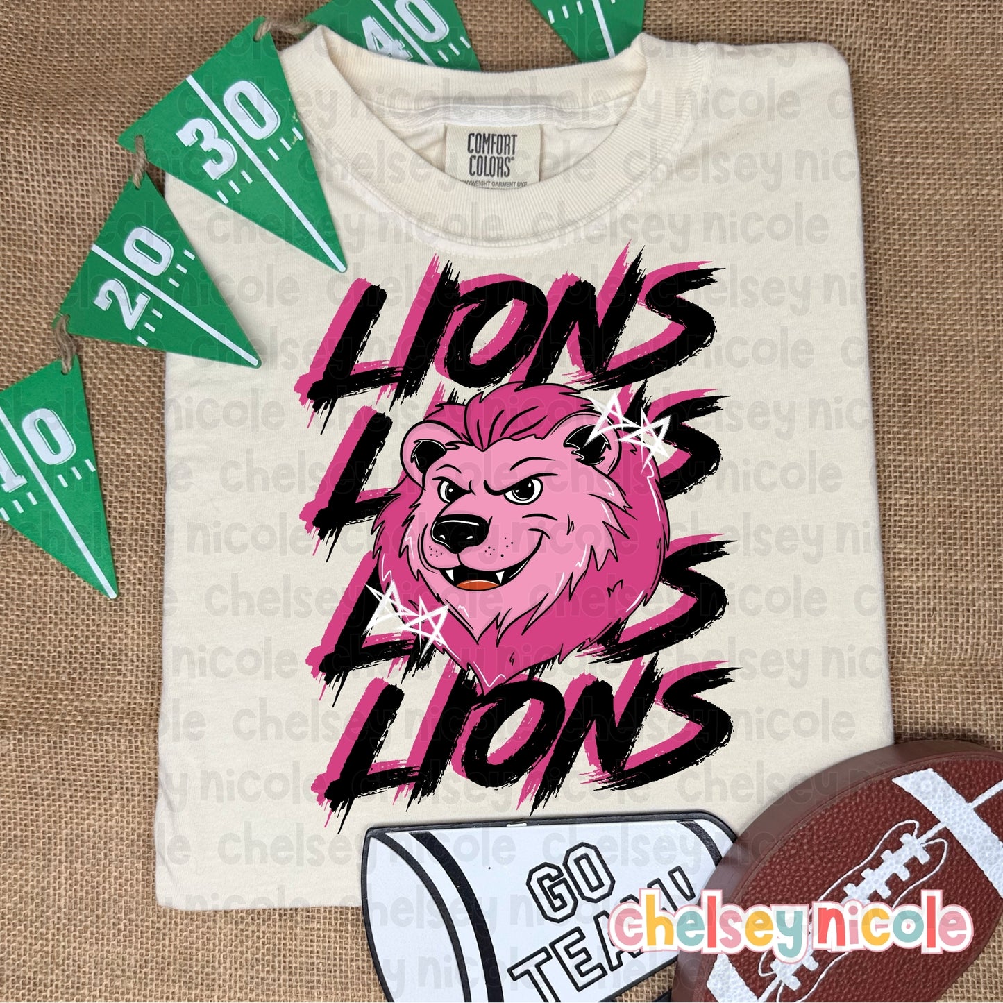 Pink Grunge Football Mascot PNG (Different Teams Available)