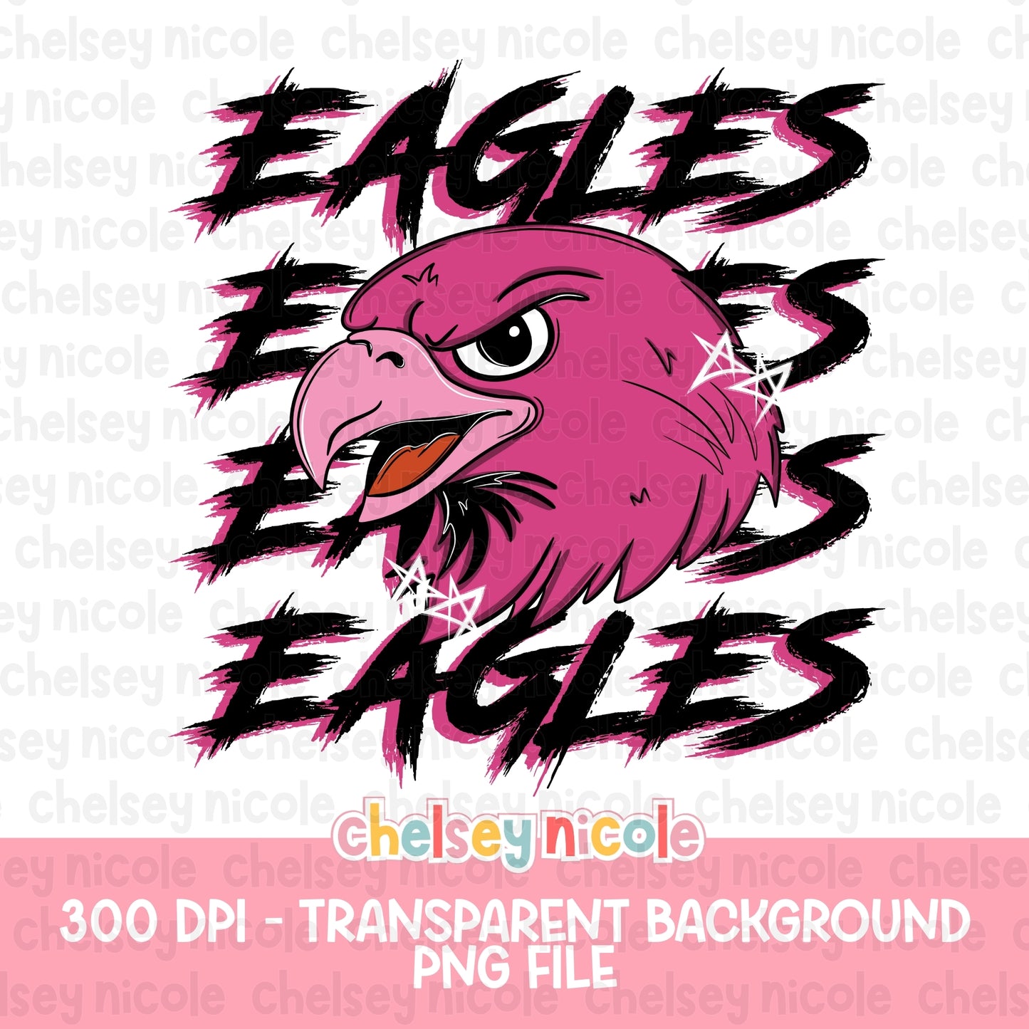Pink Grunge Football Mascot PNG (Different Teams Available)