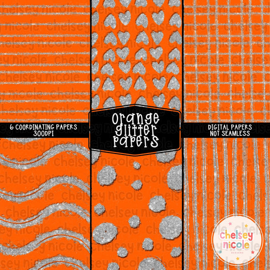Orange Glitter Digital Paper Bundle