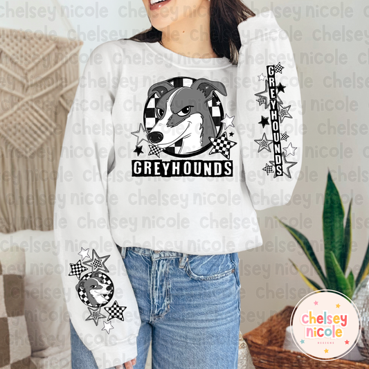 Greyhounds Mascot PNG | Hand Drawn School Spirit Design | Greyhounds School Spirit Mascot | Design for sublimation and DTF