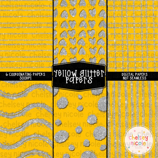 Yellow Glitter Digital Paper Bundle