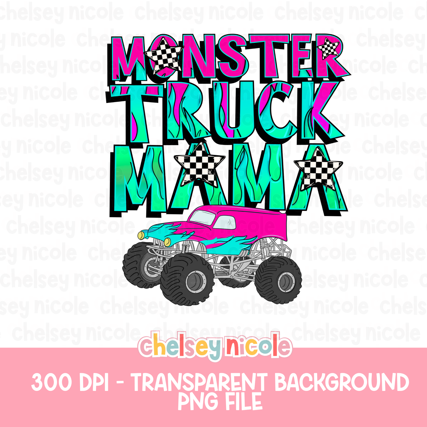 Monster Truck Mama PNG | Monster Truck Mama Design | Cute Monster Truck PNG | Design for sublimation and DTF