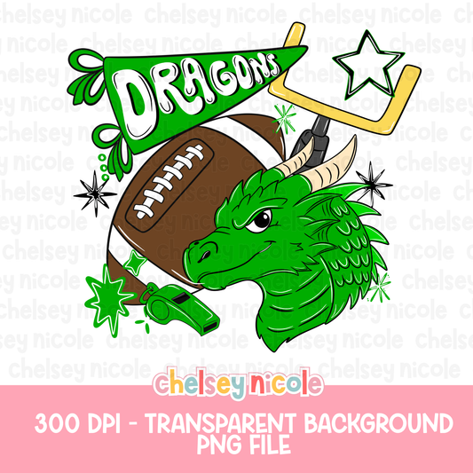 Dragons Football PNG |Dragon Mascot PNG | Hand Drawn Football Digital Design
