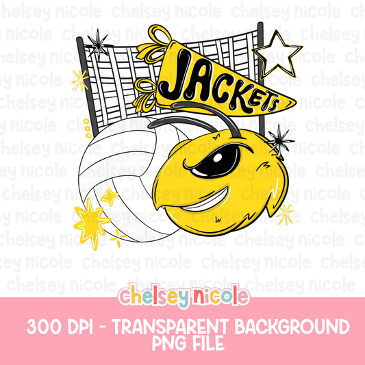 Jackets Volleyball PNG |Jacket Mascot PNG | Hand Drawn Volleyball Digital Design