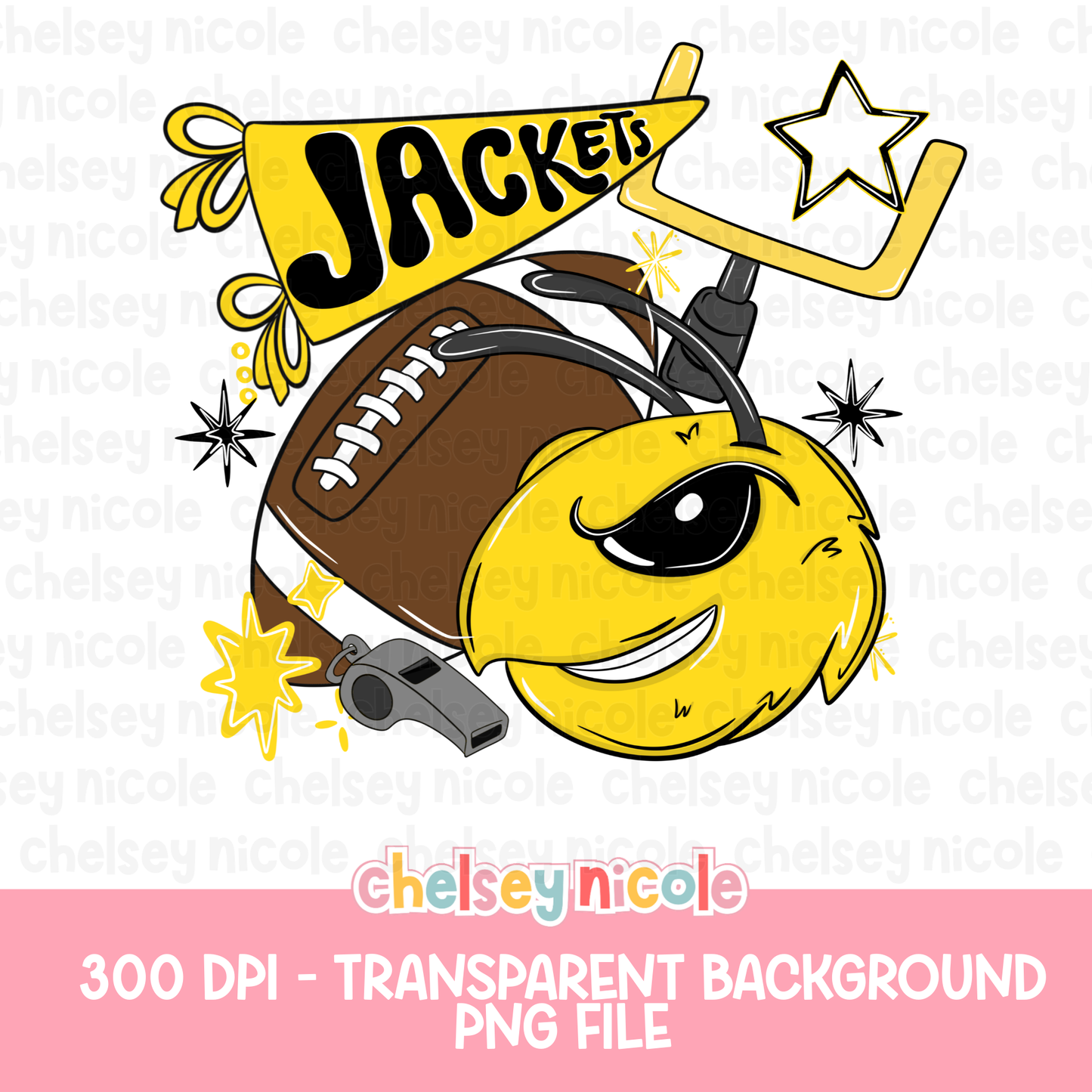Jackets Football PNG |Jacket Mascot PNG | Hand Drawn Football Digital Design