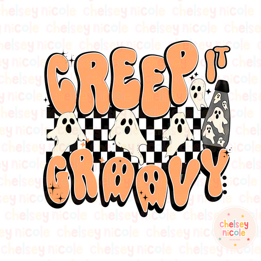 Creep It Groovy PNG - Spooky Ghost Lava Lamp PNG - Ghost Retro Checker PNG