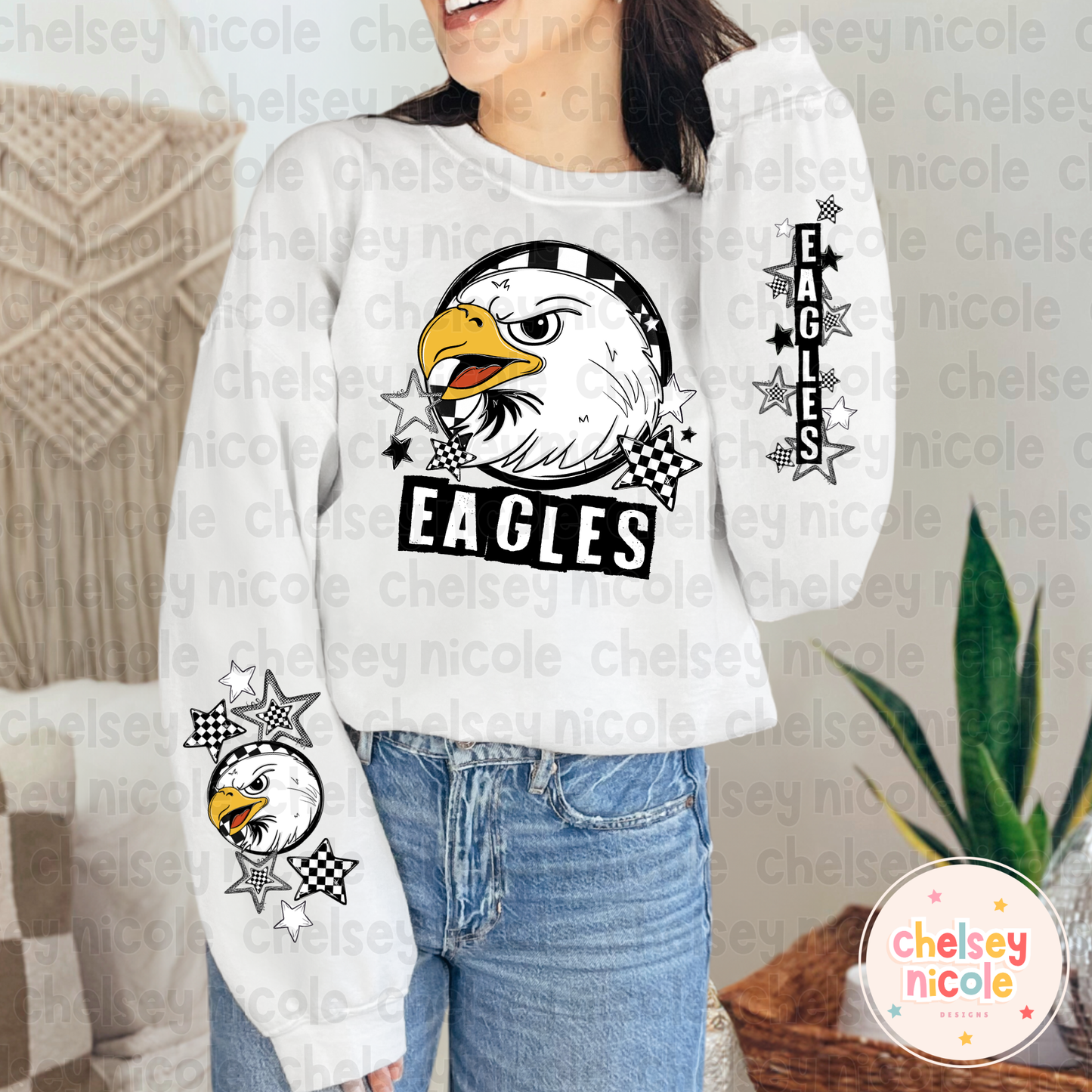 Eagles Mascot PNG | Hand Drawn School Spirit Design | Eagles School Spirit Mascot | Design for sublimation and DTF (Copy)