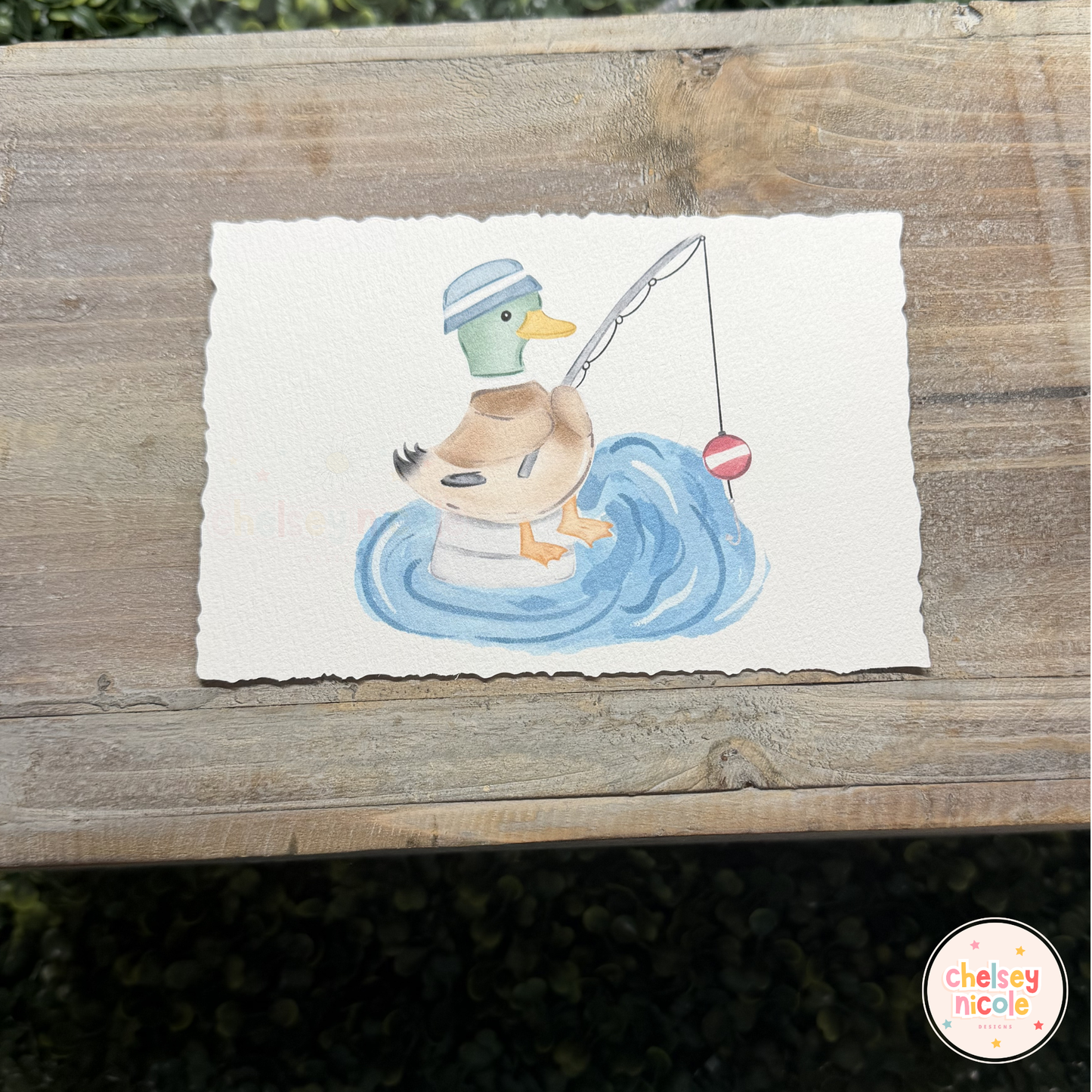 Fishing Mallard Watercolor Print