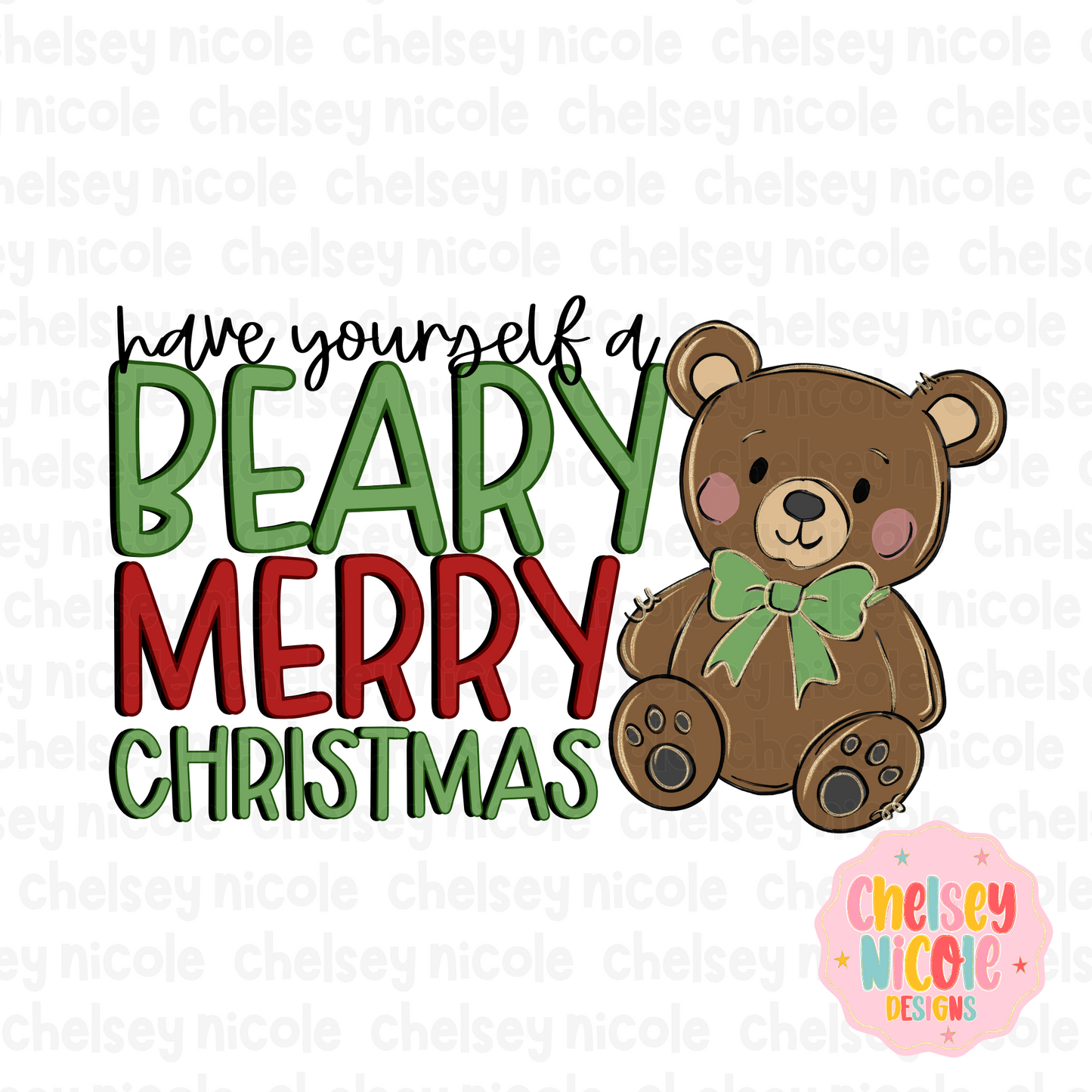 Have Yourself A Berry Merry Christmas PNG | Bear Christmas PNG | Beary Merry | Cute Christmas PNG | Design for sublimation and DTF