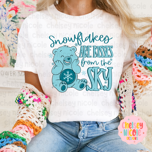 Cute Snowflake Bear PNG | Snowflakes are kisses from the sky PNG | Winter Bear PNG
