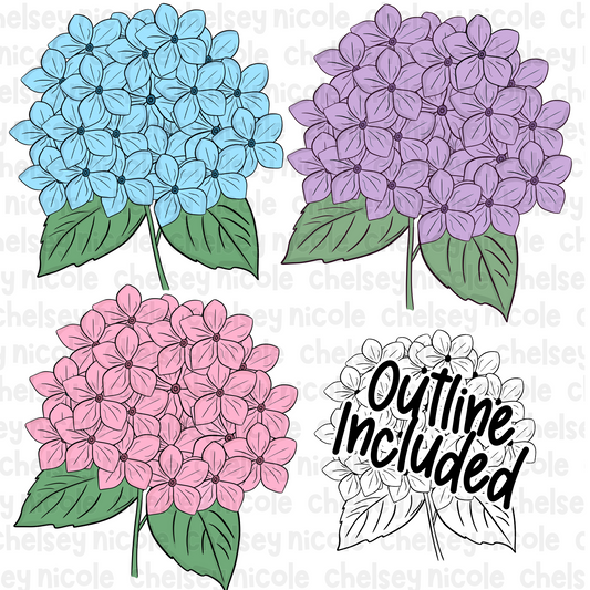 Hydrangea Clip Art Bundle - Floral Clip art - Commercial Use Clipart