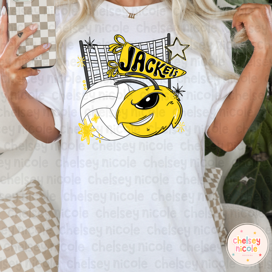 Jackets Volleyball PNG |Jacket Mascot PNG | Hand Drawn Volleyball Digital Design