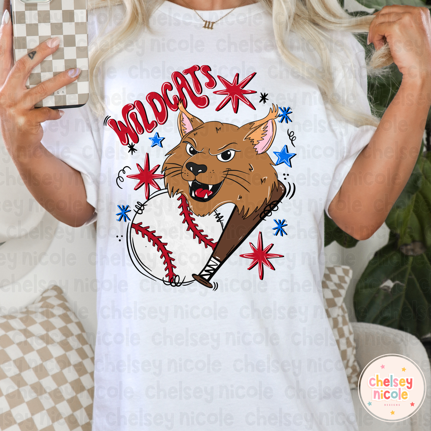 Wildcats Baseball PNG | Wildcat Mascot PNG | Hand Drawn Baseball Digital Design