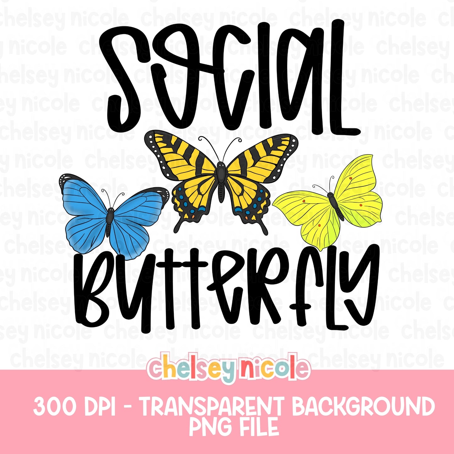 Blue and Yellow Social Butterfly PNG