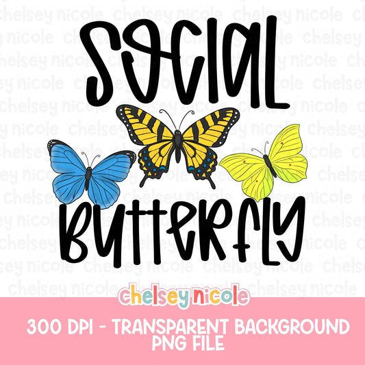 Blue and Yellow Social Butterfly PNG