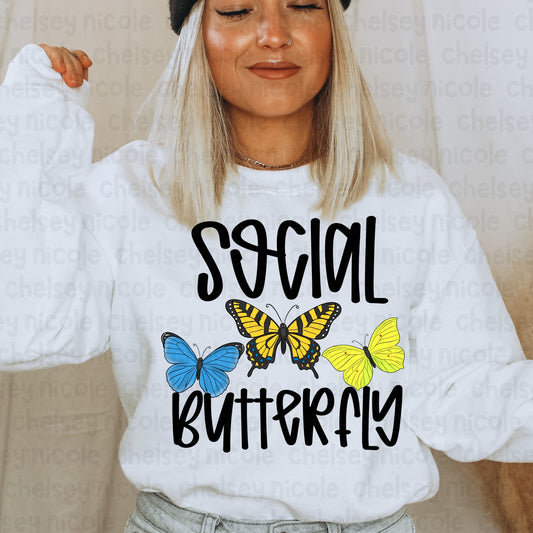 Blue and Yellow Social Butterfly PNG