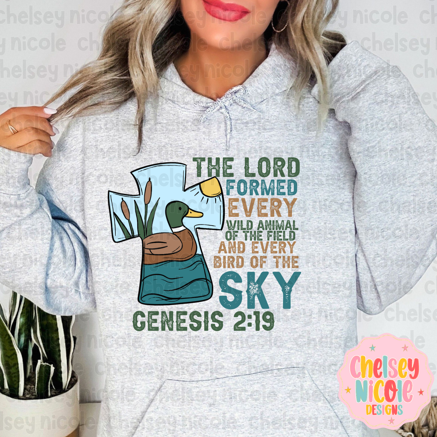 Mallard Cross PNG | Hand Drawn Cross Design | Bible Verse PNG | The Lord Formed Every Animal bible verse PNG | Digital design for sublimation/DTF