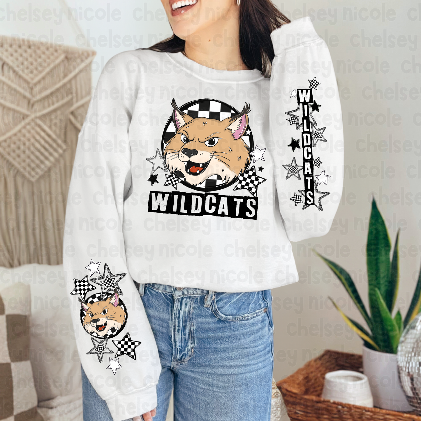 Wildcats Mascot PNG | Hand Drawn School Spirit Design | Wildcat School Spirit Mascot | Design for sublimation and DTF