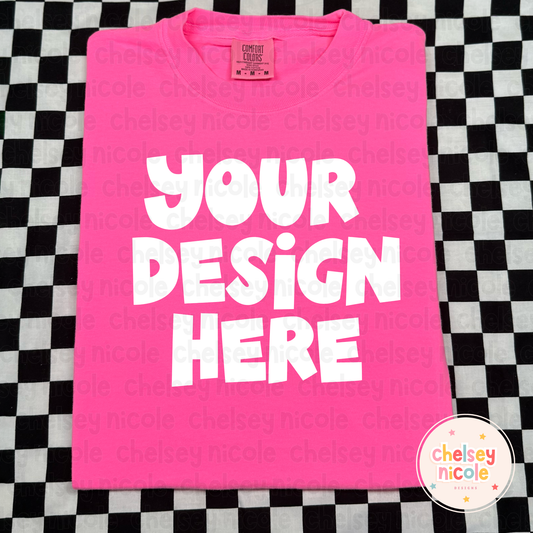 Neon Pink Comfort Colors Mockup - Neon Pink Checker Mockup - Grunge/Punk Mockup