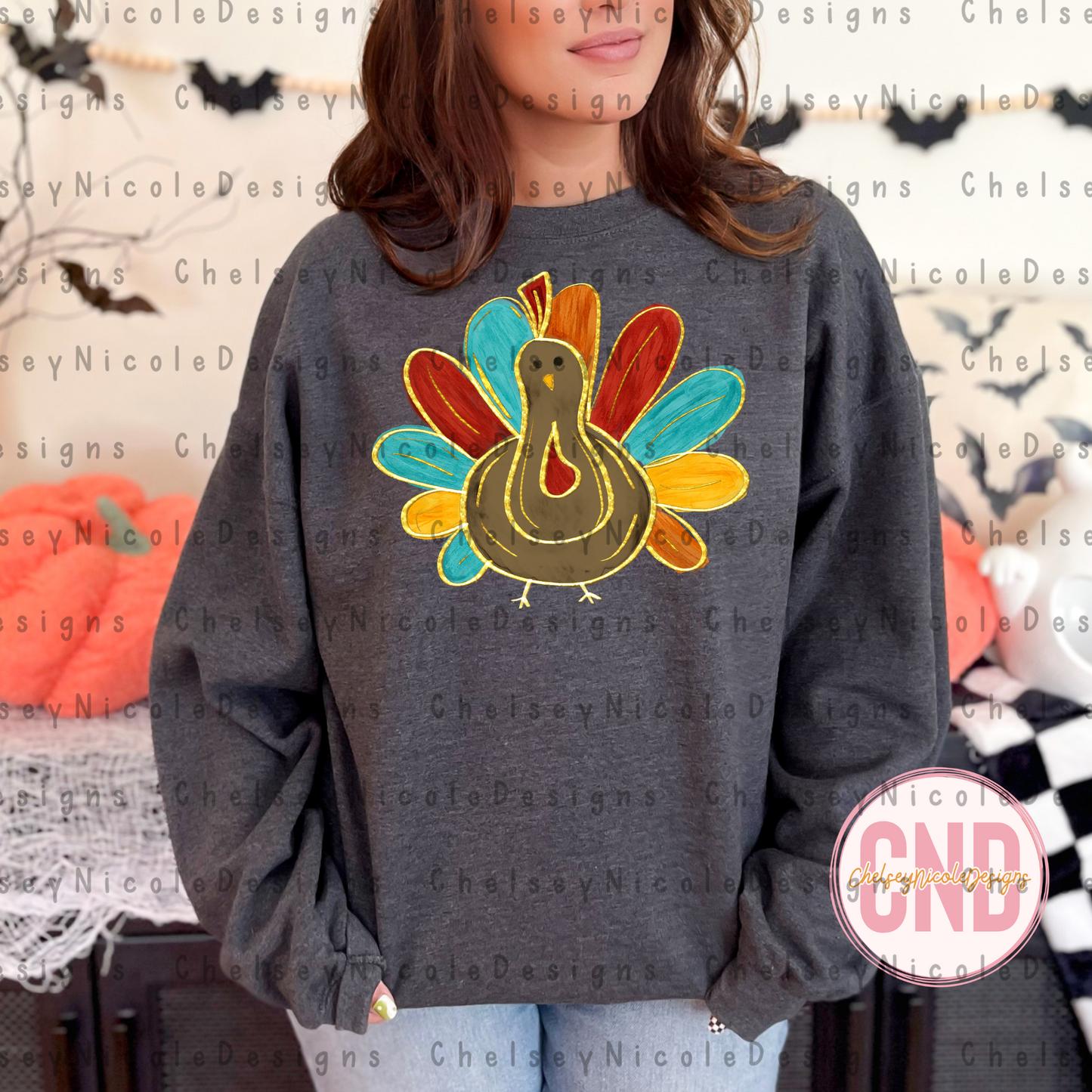 Painted Turkey Glitter PNG - Thanksgiving PNG - Glitter Turkey PNG