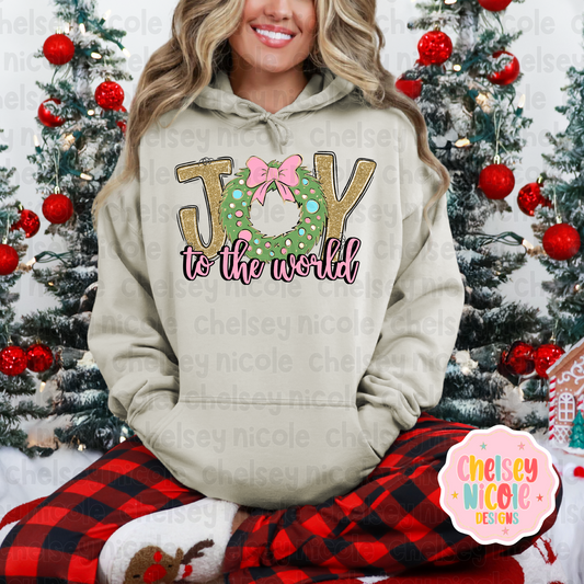 Glitter Joy To The World PNG | Hand Drawn Christmas PNG | Gold Glitter Christmas PNG | Glitter Christmas Design for DTF/Sublimation and more
