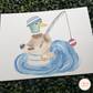 Fishing Mallard Watercolor Print