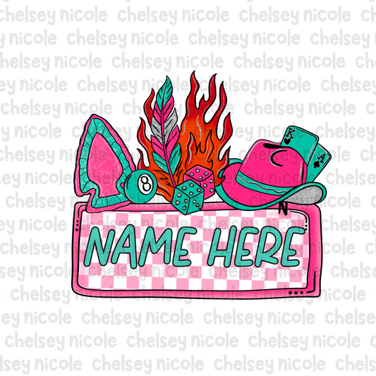 Retro Rodeo Pink Name Plate PNG - Western Pink Name Plate PNG * ADD YOUR OWN NAME*