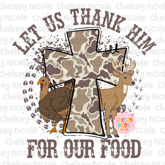 Let Us Thank Him For Our Food png | Christian Camo PNG | Camo Cross design | Boys Hunting design