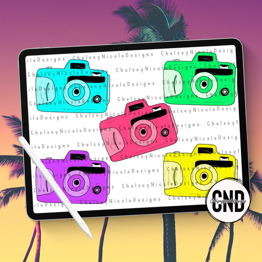 Neon Camera Clip Art Set
