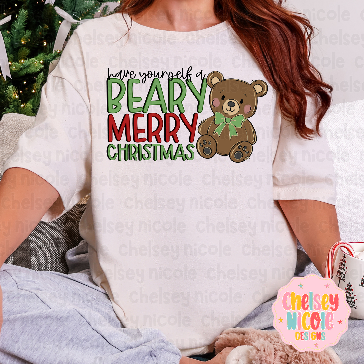 Have Yourself A Berry Merry Christmas PNG | Bear Christmas PNG | Beary Merry | Cute Christmas PNG | Design for sublimation and DTF