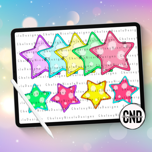Neon - Pastel Stars Clip Art Pack