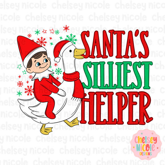 Santas Silliest Helper PNG  | Cute Elf PNG | Goose Elf PNG | Digital Design for DTF/Sublimation