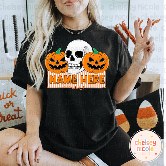 Orange Halloween Name Plate | Pumpkin Skull Name Plate | Halloween Name Plates