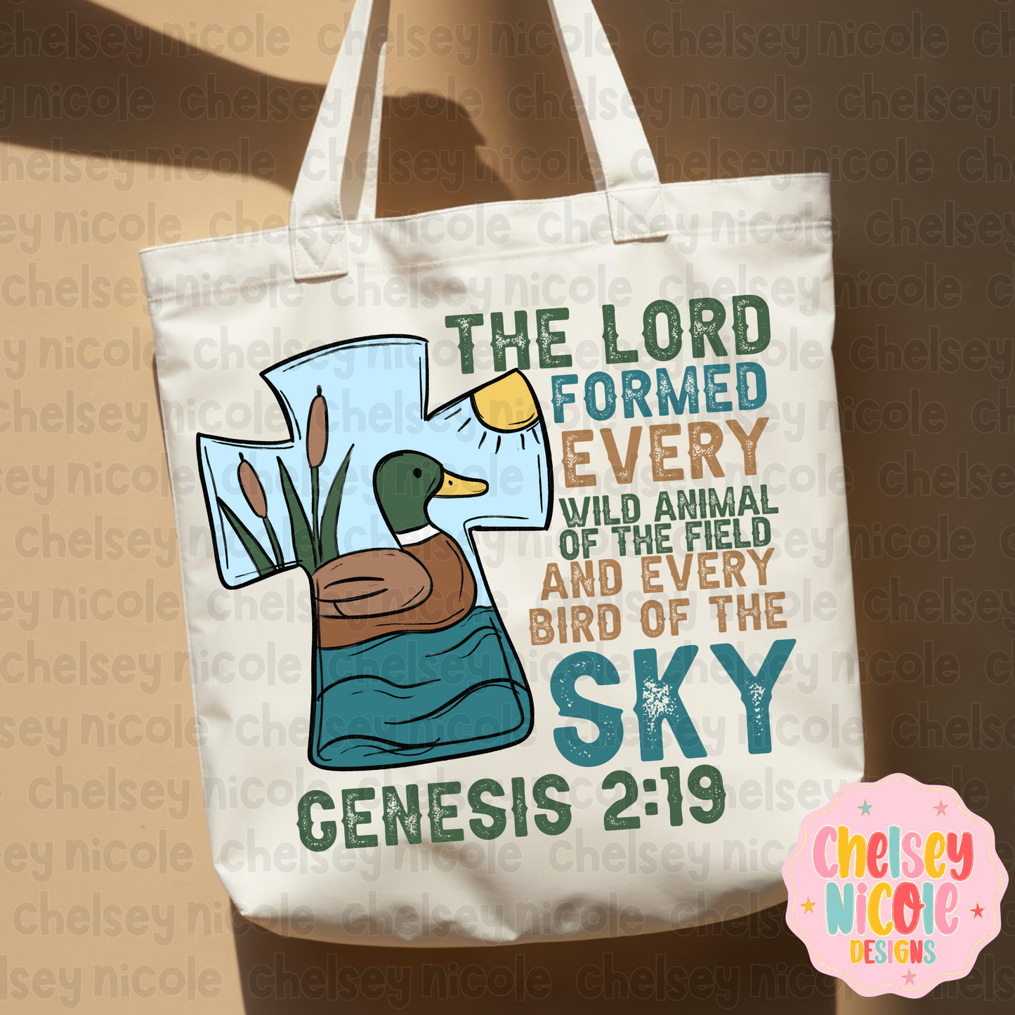 Mallard Cross PNG | Hand Drawn Cross Design | Bible Verse PNG | The Lord Formed Every Animal bible verse PNG | Digital design for sublimation/DTF