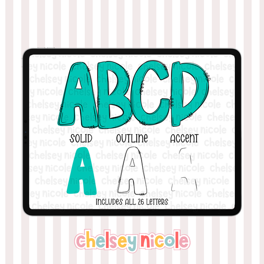 Commercial Use Alpha Set - Hand Drawn Doodle Alpha - Blank Alpha