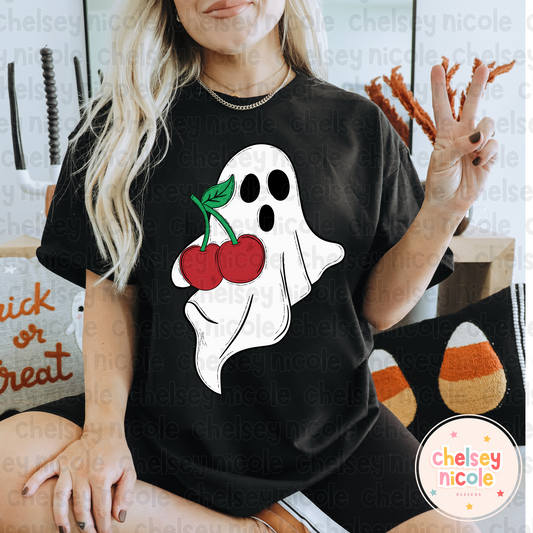 Cherry Ghost PNG | Retro Spooky Season Design | Cute Ghost PNG