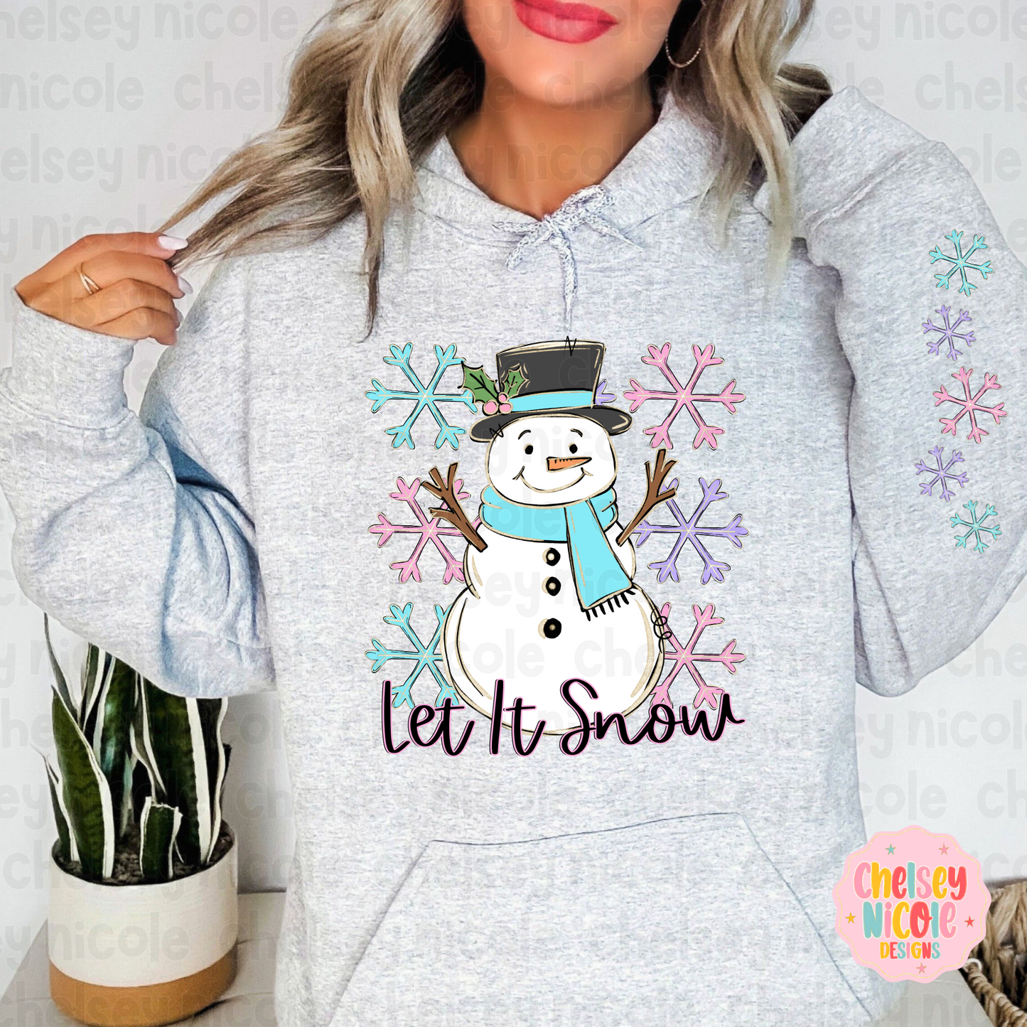 Let It Snow PNG | Pink Snowman PNG | Digital Design for Sublimation/DTF (Copy)