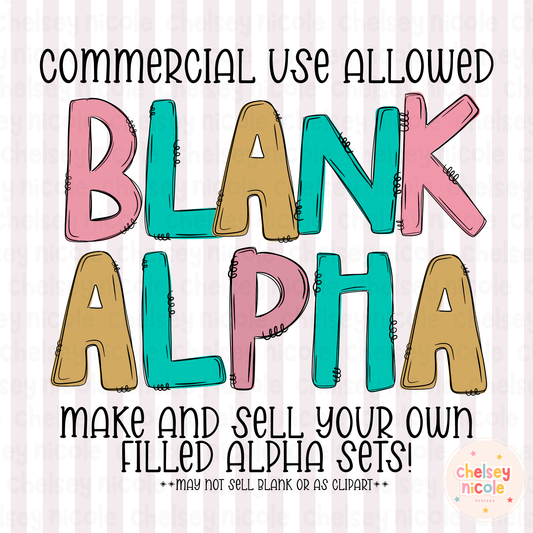 Commercial Use Alpha Set - Hand Drawn Doodle Alpha - Blank Alpha