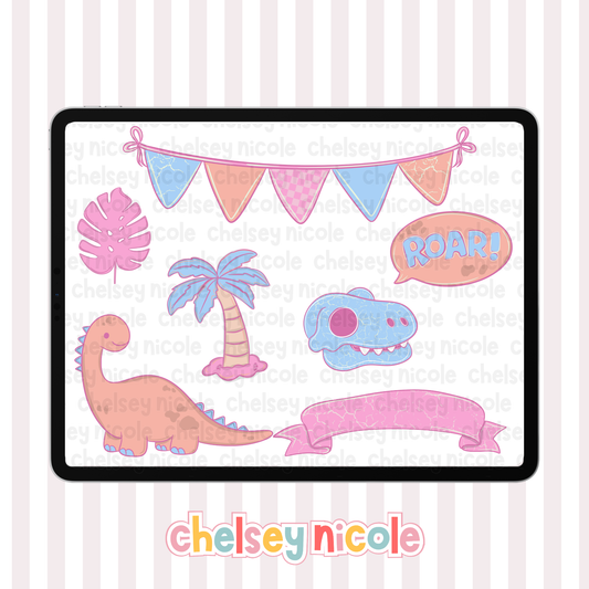 Pink Girly Dino Alpha With Numbers! Commercial Use Allowed