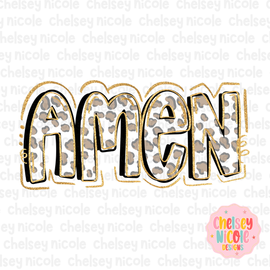 Amen Glitter Cheetah PNG | Hand Drawn Christian PNG| Cheetah Christian Design | Design for Sublimation, DTF and more