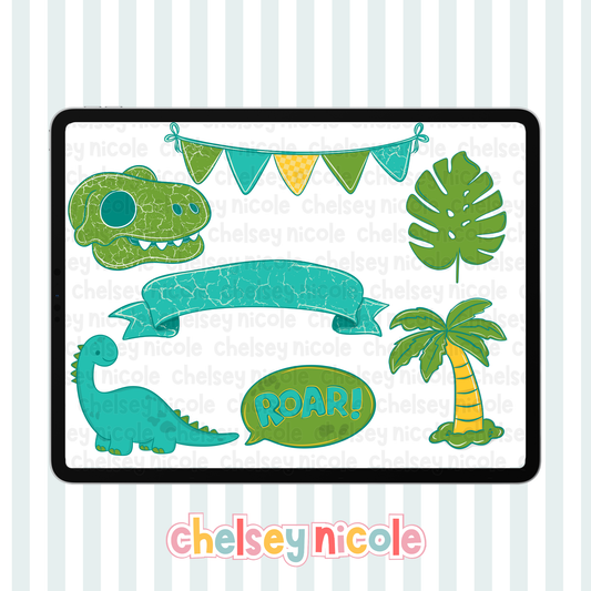 Bright Teal Dino Alpha With Numbers! Commercial Use Allowed